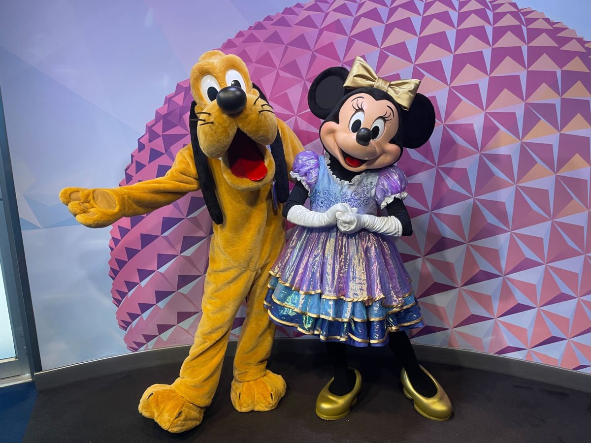 Pluto and Minnie Mouse in 50th anniversary outfits