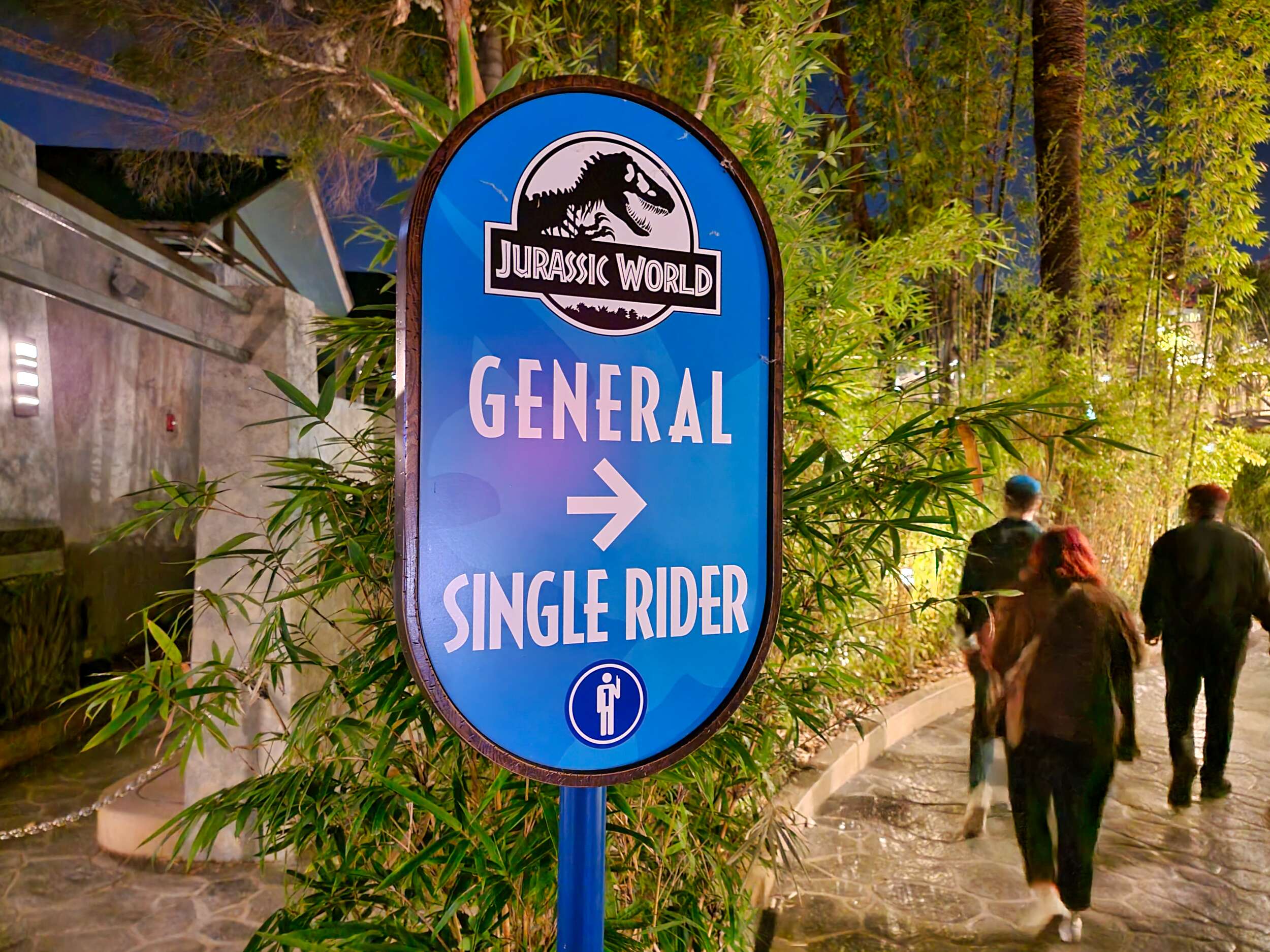 Jurassic World the Ride Single Rider sign