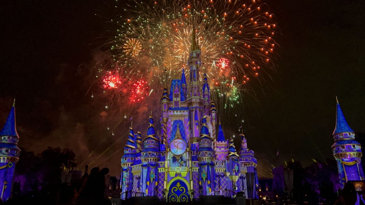 Disney Enchantment fireworks over Cinderella Castle