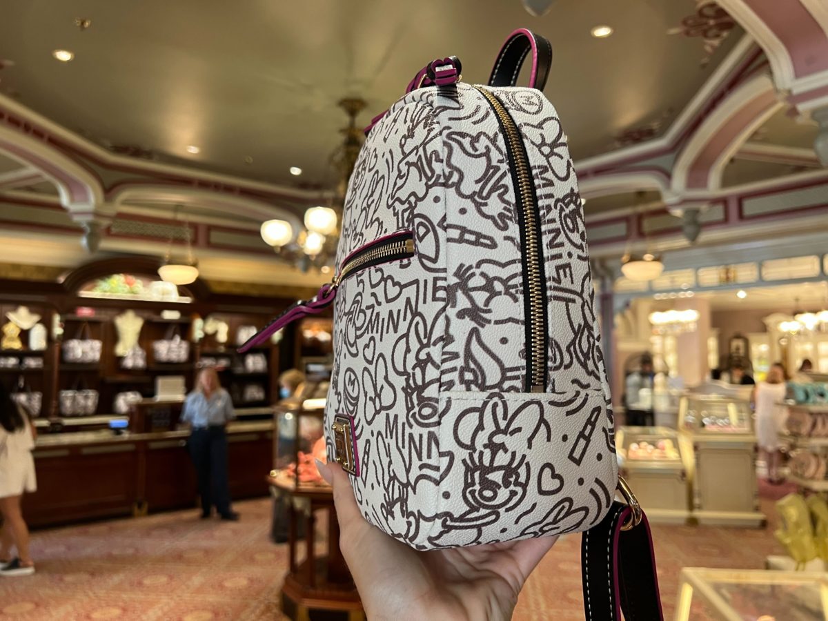 Minnie Mouse Dooney Bourke backpack angled sideview