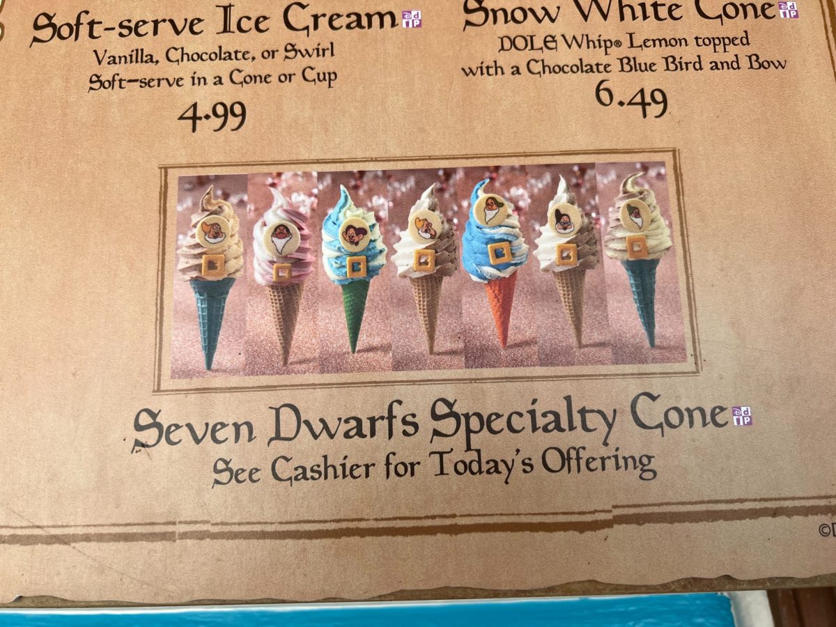 seven dwarfs cone menu