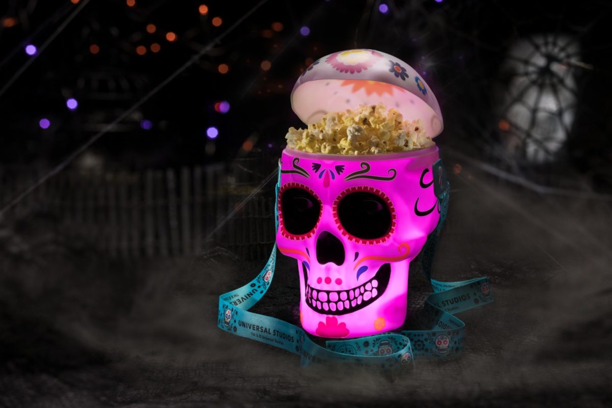 Light-up Dia De Los Muertos sugar skull popcorn bucket
