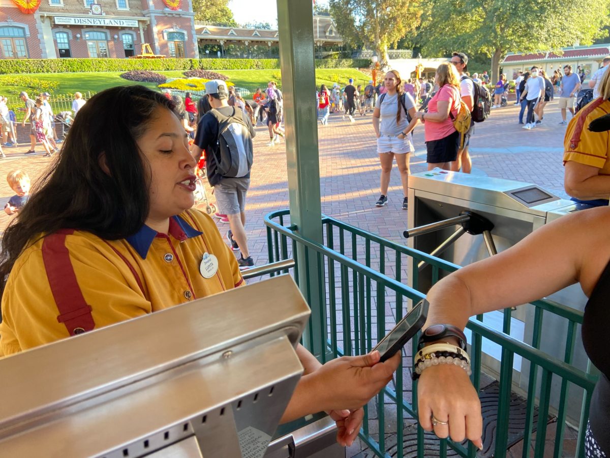 entering park magicband disneyland 1