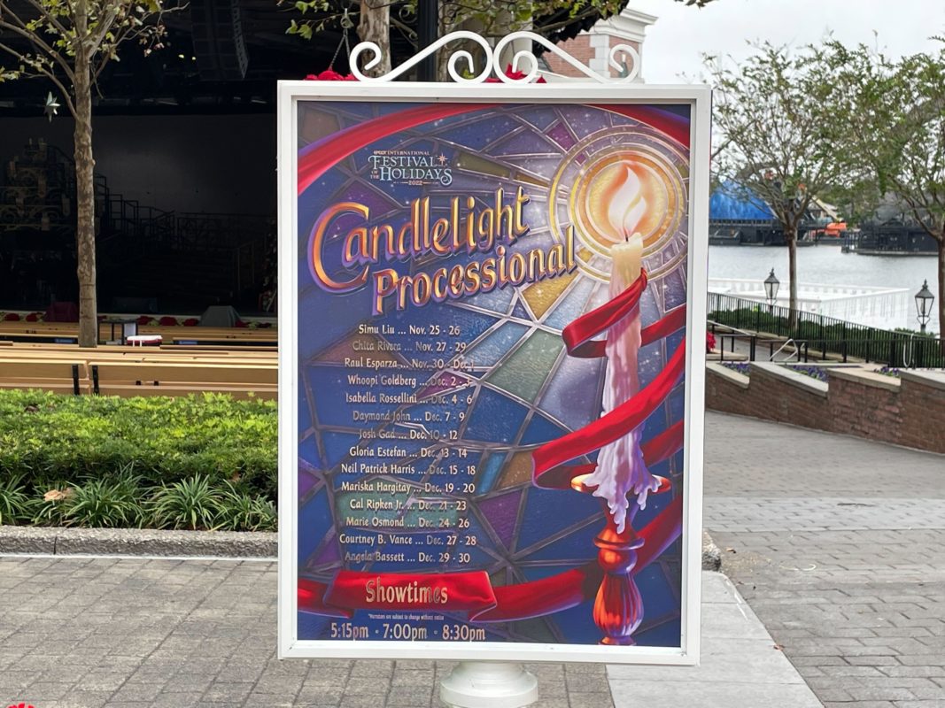 2022 EPCOT International Festival of the Holidays Candlelight Processional sign 1