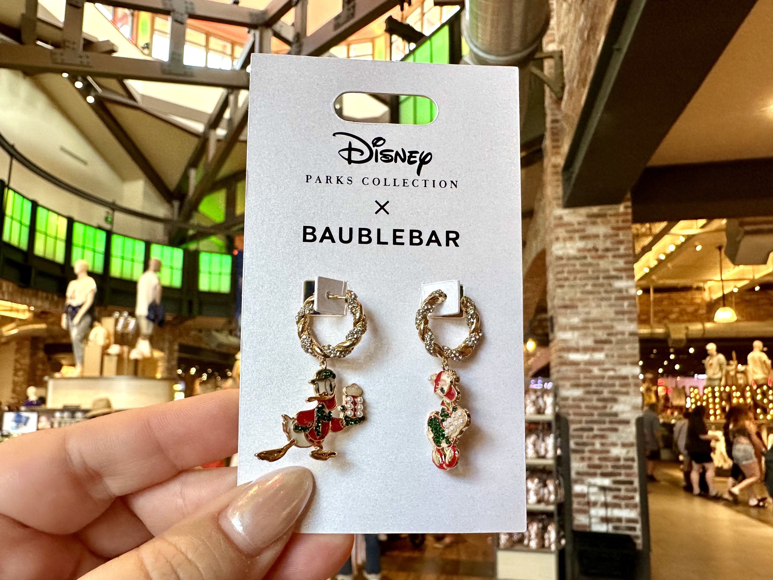 Donald and Daisy Holiday BaubleBar earrings scaled