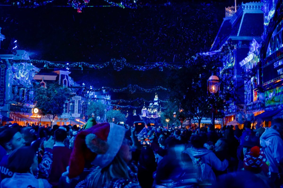 magical snowfall main street disneyland holidays christmas 2022 stock