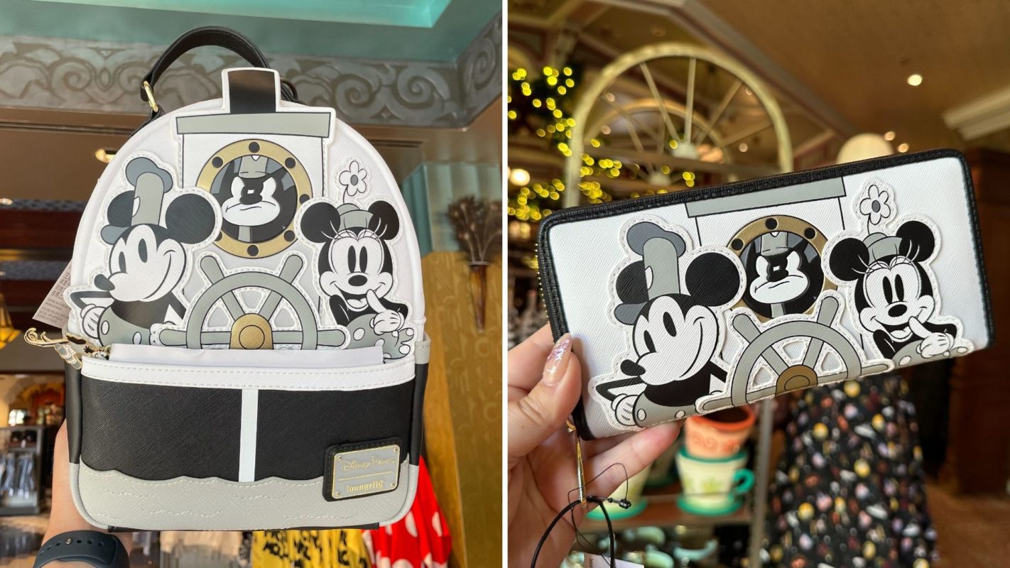 steamboat willie loungefly backpack and wallet collage