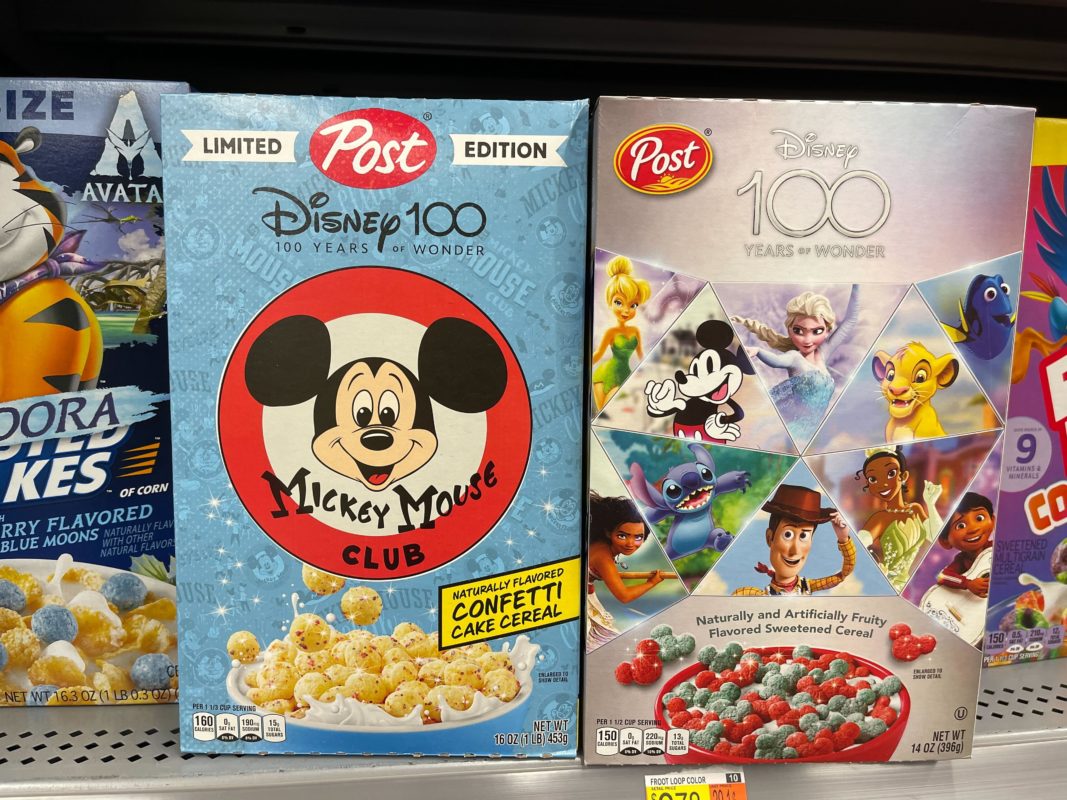 Disney 100 cereals by Post in Walmart