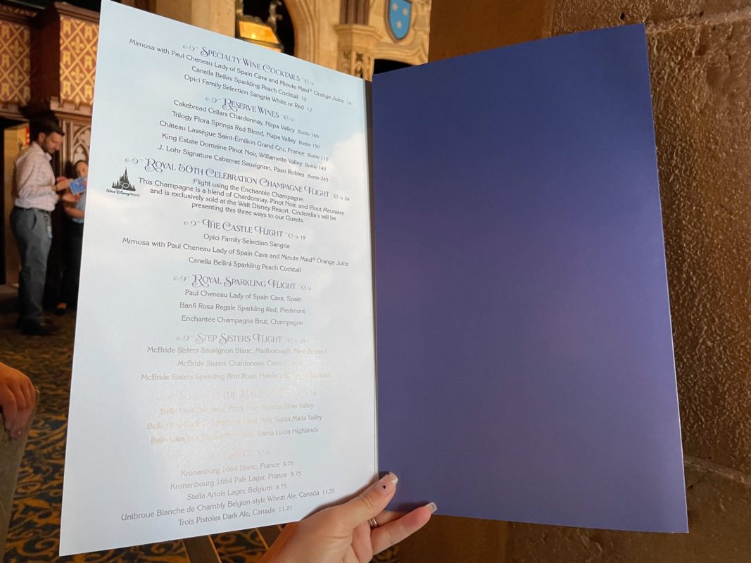 cinderellas royal table menus 2352