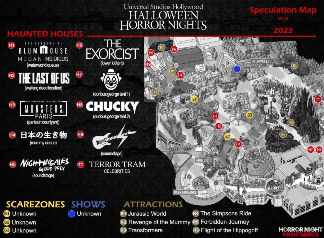 2023 ush Halloween Horror Nights speculation map 1