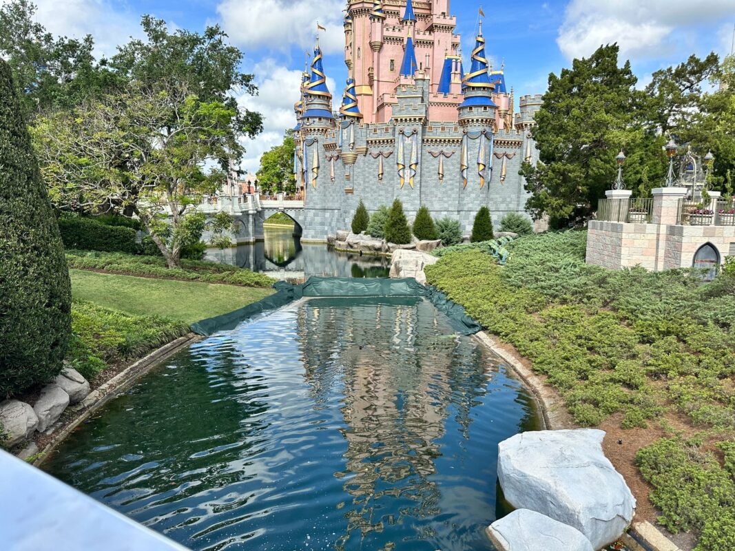 Cinderella Castle moat draining